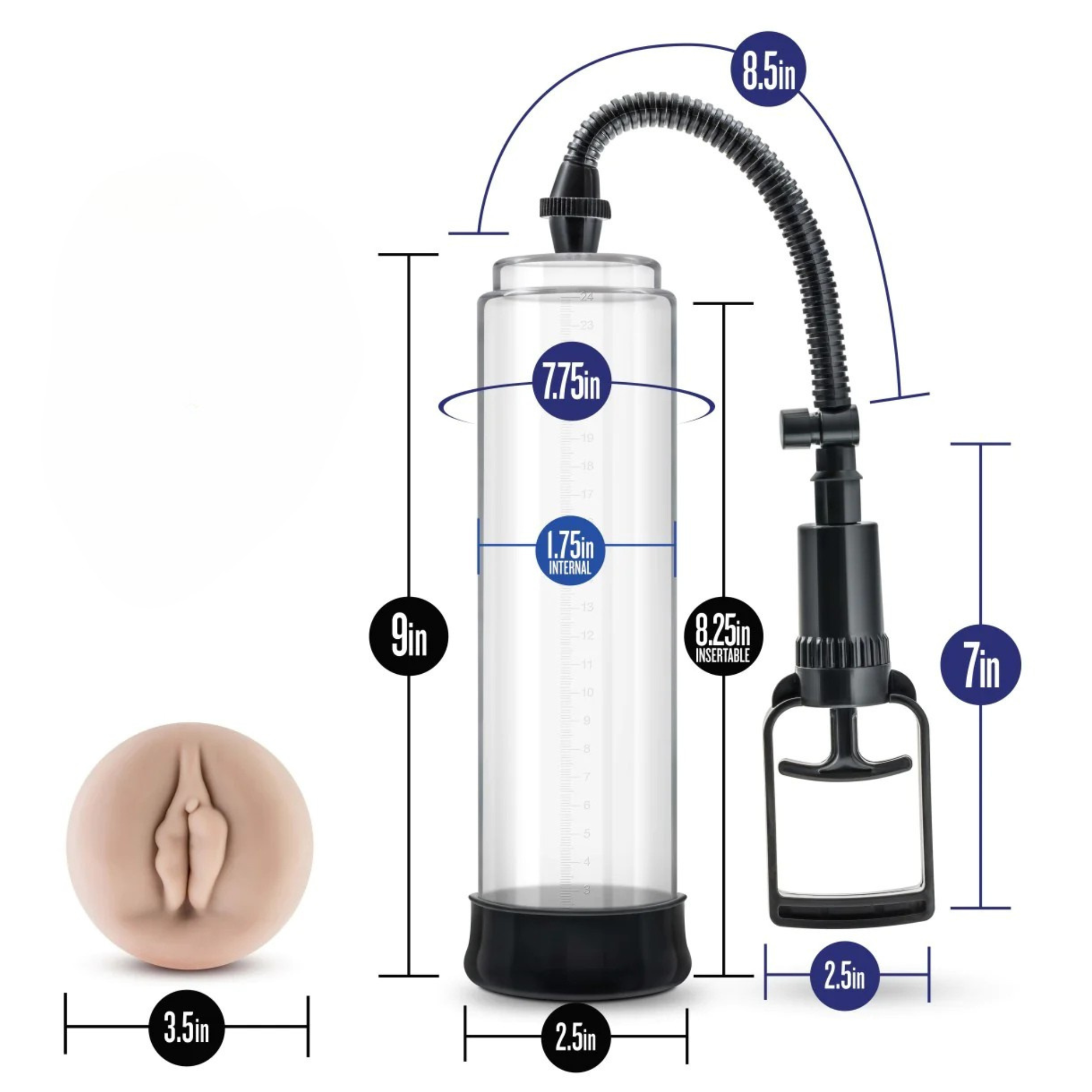 9 Inch Long Erection Enhancement Penis Pump For Large Penis Sizes