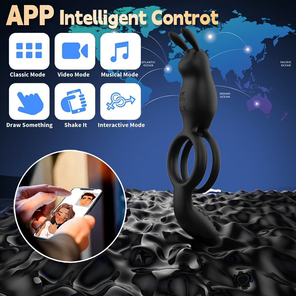 3 In 1 Vibrating Rooster Ring with App-Controlled Dual Motor Prostate Massager
