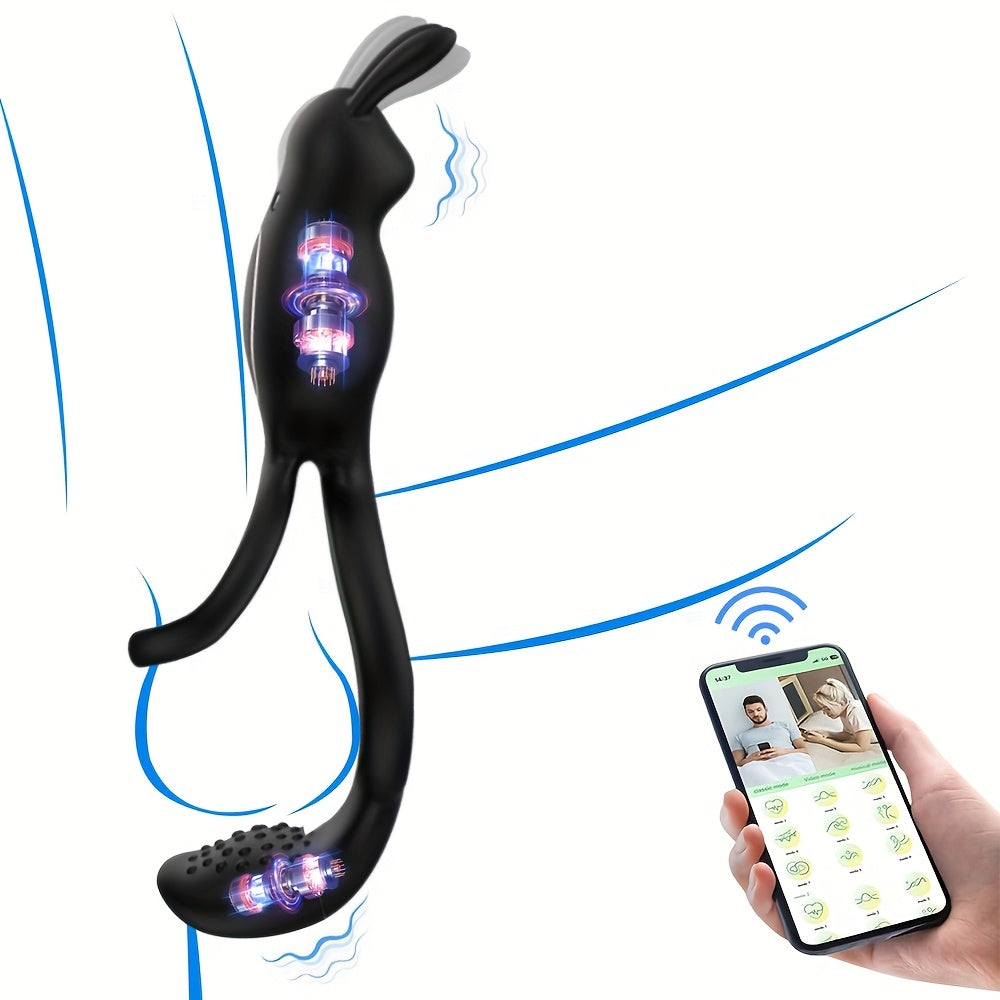 3 In 1 Vibrating Rooster Ring with App-Controlled Dual Motor Prostate Massager