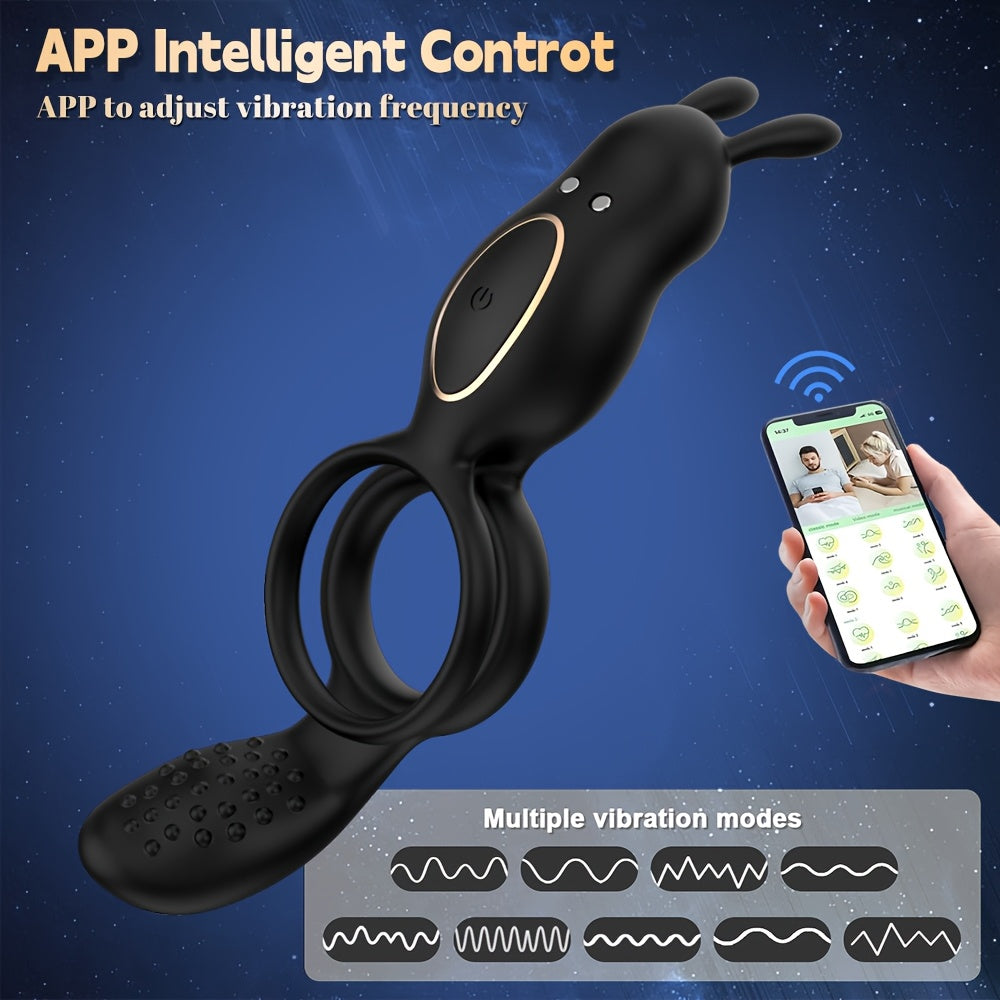 3 In 1 Vibrating Rooster Ring with App-Controlled Dual Motor Prostate Massager