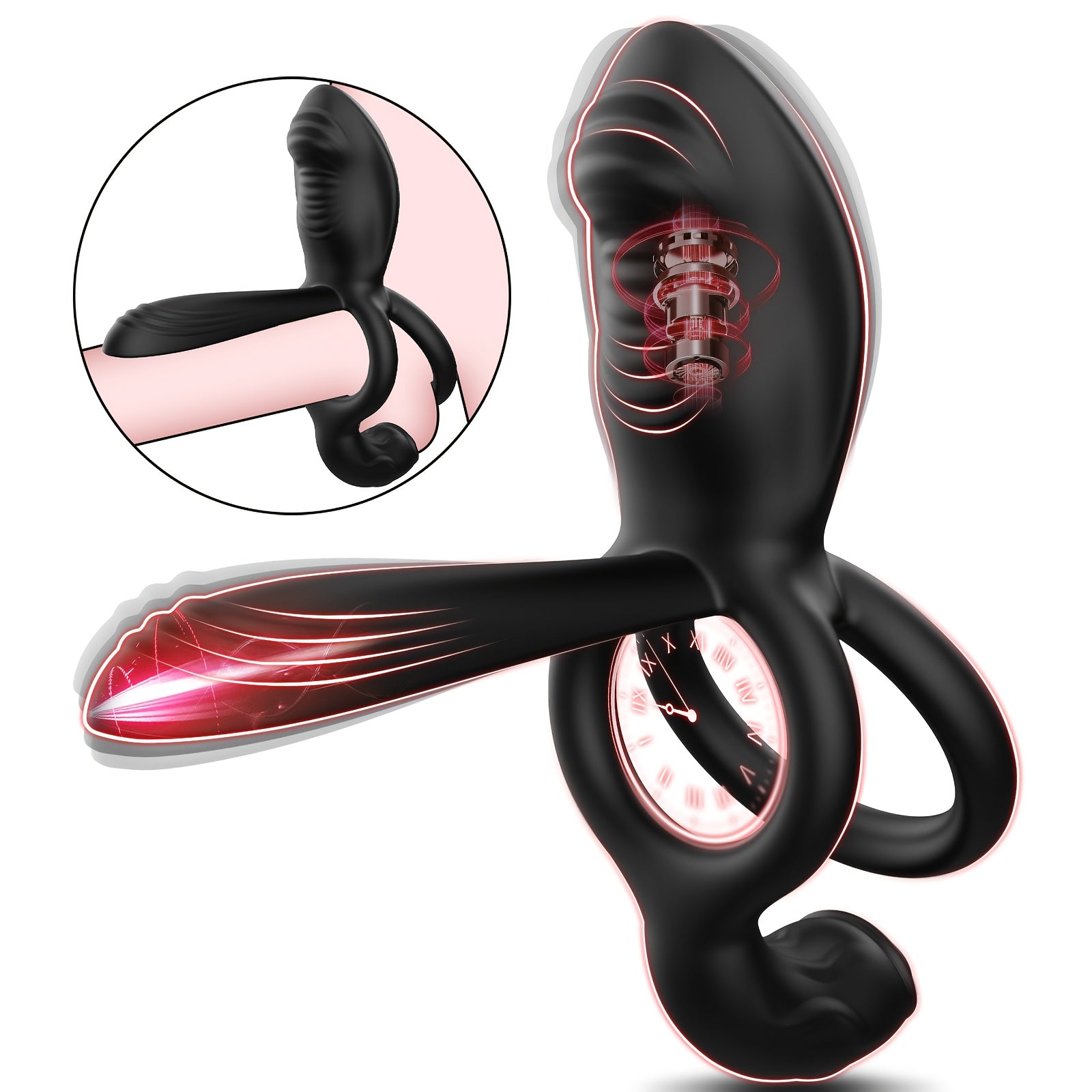 Couples Private Area Wearable Vibrator Locking Ring Massager