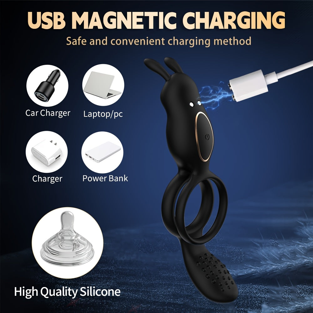 3 In 1 Vibrating Rooster Ring with App-Controlled Dual Motor Prostate Massager